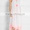 Holiday Sexy Cotton-Crepon Maxi Dress Backless Long Beach Dresses With Colorful Pink Embroidery Tasseled Ties 2016 HSD5840