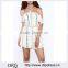 Customized Lady's Apparel Newest Style Off-white Printed Cold-shoulder Romper Jumpsuit(DQM019J)