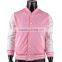 Cheap custom pink varsity jackets, wholesale satin baseball jackets, hooded jackets made in China