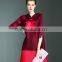 Retro pleat Chinoiserie printed ladies large size dress with two buttons