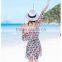 Dark blue printed australia hot women swimsuit with smocked waist