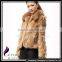 CX-G-A-70 Sexy Womens Genuine Rex Rabbit Fur With Fox Fur Collar Lady Clothes