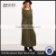 Hot Selling Elegance Women Long Sleeve Dress Army Green Elastic Waist Maxi Dress Round Neck Cotton Spandex Dress