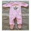 2017 wholesale boutique coral fleece sweet pink baby girl romper 100%cotton bodysuits clothing