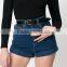 EY0609P Europe Style 2017 Ladies High Waist Retro Washed Denim Shorts