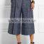 Lady wide-leg high waist boucle culottes pants trousers