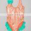 Latest Girl Beachwear With Peach And Teal Mermaid One-Piece Girl Swimsuit Children Clothing G-NP-S905-312