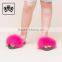 Modern design hot selling kids fox fur pvc slide sandals girls real pink fur slipper