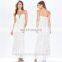 2015 sexy women floor-length dress white print evening gown dress
