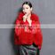 China Supplier Short Shorn Sheepskin Double faced Leather Jacket with Fox Fur Collars Coat