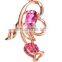 Lovely Rhinestone Silver Leaves necklace Colorful Rose Crystal predant for Women Jewelry Accessory For Girls