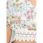 Wholesale Floral Devore Angel Sleeve Tee V-neck Women Tops And Blouses