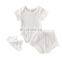 Newborn Kid Baby Boy Girl Clothes set infant Short Sleeve Romper Bow Shorts headband Outfits Summer Toddler clothes