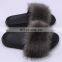 2020 new arrival factory price faux fur solid and mixed rainbow color fashion antiskid soft cute cheap women slide slippers