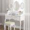 Bedroom Wooden Dresser Makeup Set with 7 drawers 3 mirrors