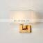 New Nordic led bedroom bedside wall lamp Creative American hotel wall lighting Chinese style simple fabric wall  lamp