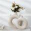 Hot Sale Home Decor New Frosted Flower Plain Ceramic Nordic Donut Vase For Wedding Centerpiece