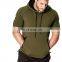 fitness clothing custom men short sleeve gym hoodies wholesale half sleeve hoodie