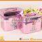 Pink Leahter Makeup Cosmetics Studio Case Jewelry Storage Organizer,Beauty vanity train case