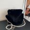 038Square bag Plush bag Cute one shoulder oblique straddle bag Fashion handbag Pearl chain