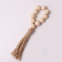 New Arrival Handmade Wood Beads Woven Natural Hemp Rope Tassel Napkin Rings