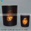 amber glass candle jars and lid electroplated glass candle jar black with leaf votive jars wholesale                        
                                                Quality Choice