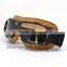 BJ-GT-011 Top Quality Adult Yellow Leather Protective Glasses Helmet Motorcycle Goggles