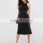 OEM Factory Popular Style Summer Black Causal Midi Dress for Women