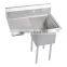 Freestanding Restaurant Kitchen 1 One Compartment Commercial Stainless Steel Sink with Drain Board