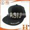 2016 top quality all black leather 6 panel snapback cap product design hat