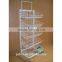 mobile metal wire universal floor display shelf with strong capability