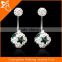 Stainless Steel Belly Button rings, Navel Rings with Crystals and Green Star Stones, Body Piercing Navel Jewelry