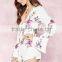 Floral Self-Tie Romper For 2016 Women Playsuit and jumpsuit