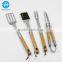 Wooden handle functional barbecue set