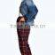 100% Pure Cotton Twin Hip and Back Pockets Baggy Tartan Trousers for Woman