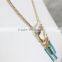 Multi Color Shell w/ Blue Suede Triangle Triple Pendant Necklace 2016 Fashion Style Wholesale