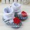 Soft Sole Red Flower Fabric Baby Sock Shoes