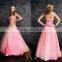 pink&lace&pleats arabic style prom dress 2015