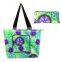 PP handles floral print polyester foldable beach bag wholesale