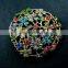 45mm big epoxy colorful flowers crystal round filigree victorian fashion women brooch jewelry 6520001