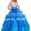 Blue Crystal Beaded Floor Length Custom Made Vestidos Girl Dress for Wedding Ball Gown FG024 ball gown girl dresses blue