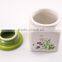 Set of 3 flower printed ceramic kitchen storage spice containers jar
