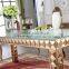 Stainless steel frame adjustable event glass dining table