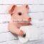 Resin pink pig bust funny animal toilet paper holder