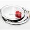 Mirror polish round stainless steel large serving tray with handle