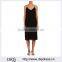 Customized Lady Apparel V-neck Spaghetti Straps Cotton Gauze Tank Dress(DQM027D)