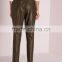 New Arrival Khaki Tie Waist Faux Leather Pants Women