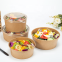 100% Eco Friendly Custom Print  Disposable take away kraft paper salad bowl with PET lid