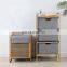3 Tier Collapsible Bamboo Laundry Basket Hamper with 3 Linen Fabric Storage Box Laundry Basket