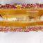 luxury flowers and bird pattern box clutch crystal stone evening bag